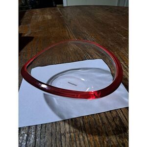 Vintage Walther Glass Germany Red and Clear Art Glass Bowl Decor Modern Retro